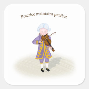 Sticker Carré La Pratique Maintient un Mozart Parfait Jouant du 