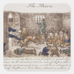 Sticker Carré La prison, 1858 (gravure colorée)