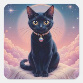 Sticker Carré La Reine Du Ciel De Chat Noir