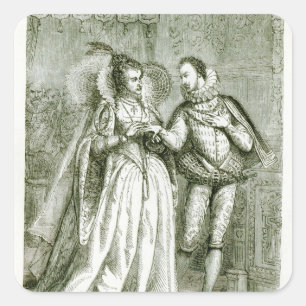 Sticker Carré La Reine Elizabeth et ses prétendants