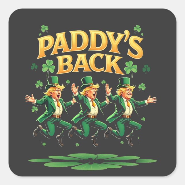 Sticker Carré La Saint-Patrick drôle de retour de Trump Léopard  (Devant)