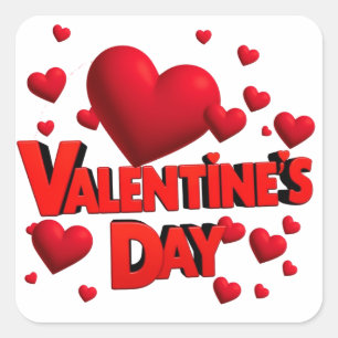 Sticker Carré la Saint-Valentin coeurs d'amour 