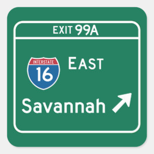 Sticker Carré La savane, panneau routier de GA
