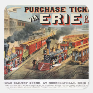 Sticker Carré La scène ferroviaire américaine chez Hornellsvil
