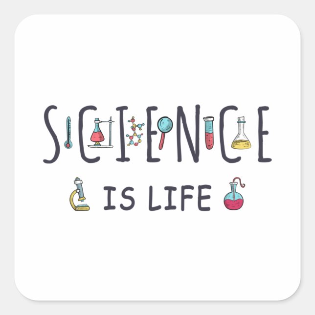 Sticker Carré La science est la vie (Devant)