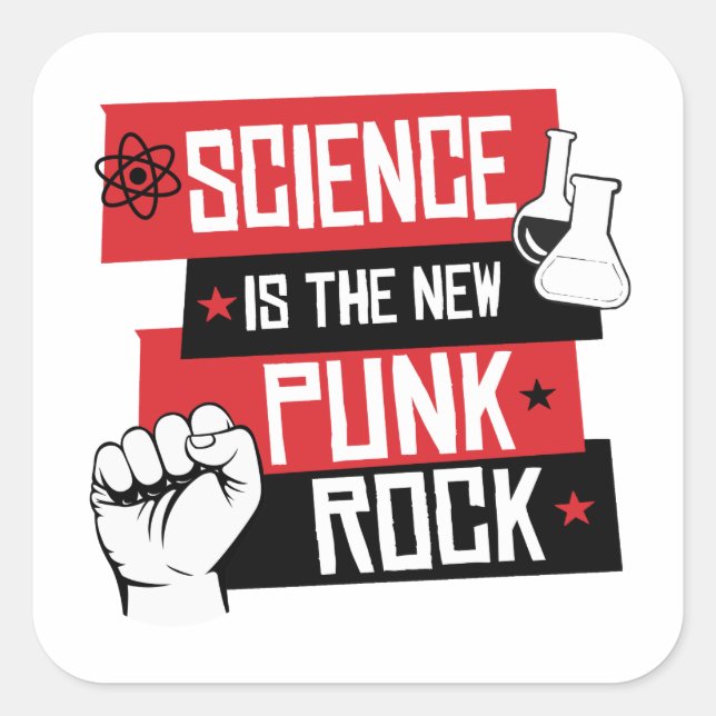 Sticker Carré La science est le nouveau punk rock (Devant)