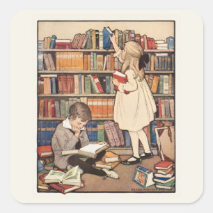 Sticker Carré La Semaine du livre pour enfants par Jessie Willco