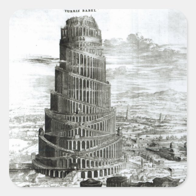 Sticker Carré La Tour de Babel, 1679 (Devant)