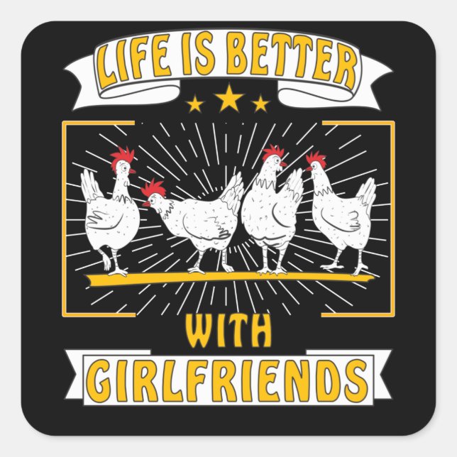 STICKER CARRÉ LA VIE BLANCHE AU POULET EST MEILLEURE AVEC LES PE (Devant)