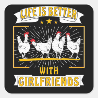 STICKER CARRÉ LA VIE BLANCHE AU POULET EST MEILLEURE AVEC LES PE