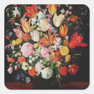 Sticker Carré La vie toujours des fleurs, 1610s