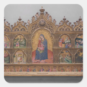 Sticker Carré La Vierge et l'enfant avec des scènes légendaire