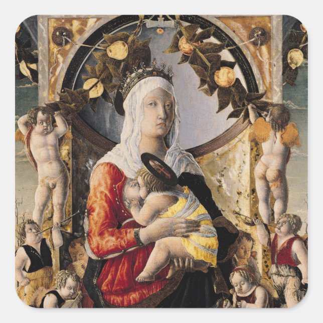 Sticker Carré La Vierge et l'Enfant Entouré de huit (Devant)