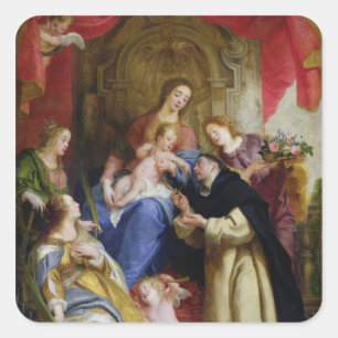 Sticker Carré La Vierge offrant le chapelet