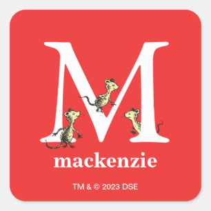 Sticker Carré L'ABC de Dr Seuss : Lettre M - Blanc Ajoutez vot