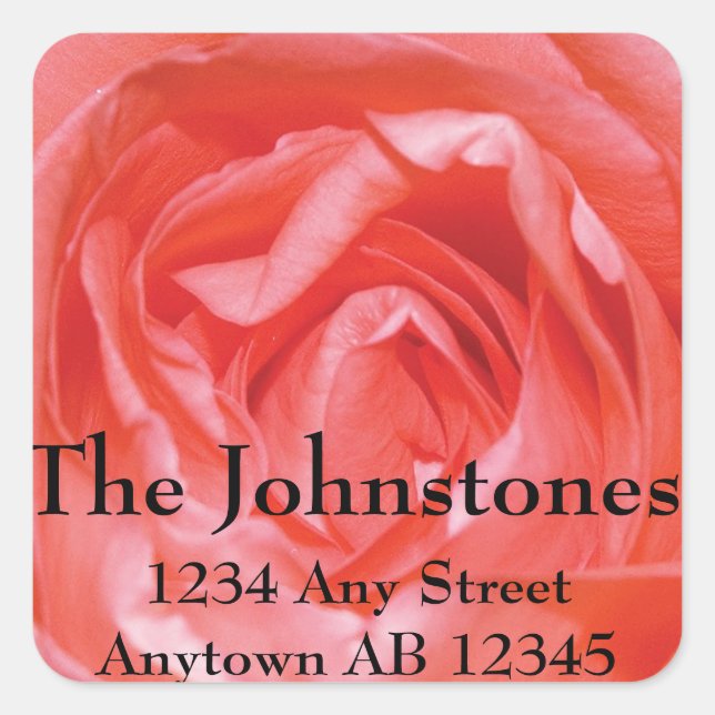 Sticker Carré Label d'address de Perfectly Rose Wedding (Devant)