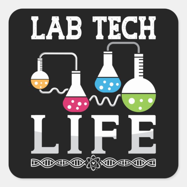 Sticker Carré Laboratoire Tech Vie Chimiste Docteur Technicien d (Devant)