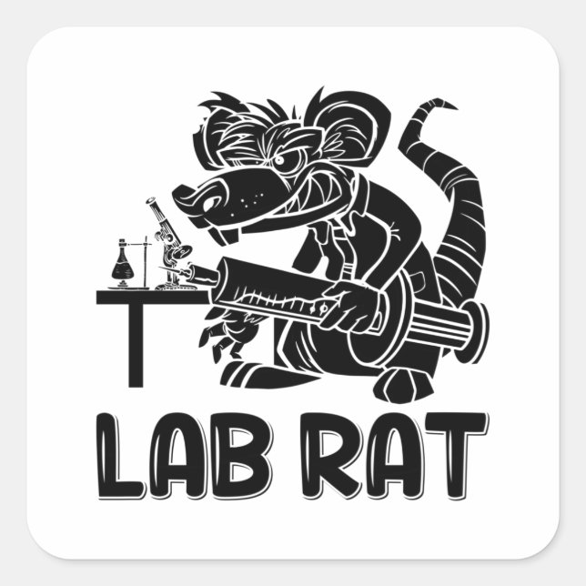 Sticker Carré Laboratoire Technique Laboratoire Chimiste de Rat  (Devant)