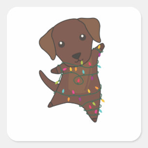 Sticker Carré Labrador Noël Neige Animaux d'hiver Chiens