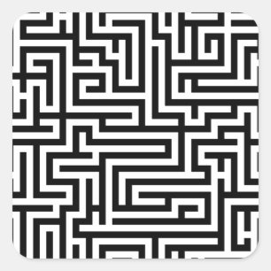 Sticker Carré Labyrinthe noir et blanc de labyrinthe