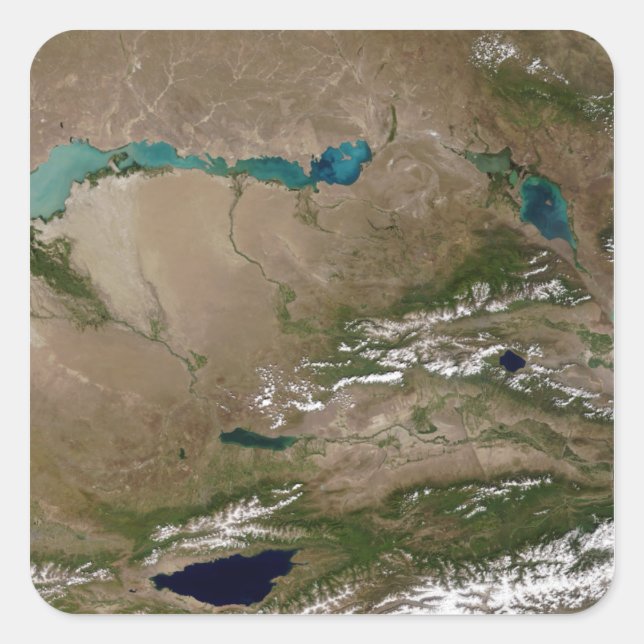 Sticker Carré Lac Balkhash dans l'est du Kazakhstan (Devant)