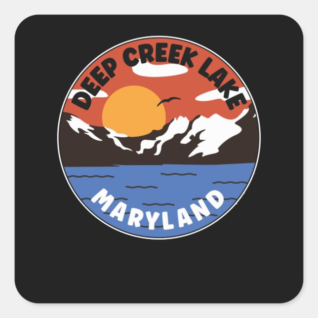 Sticker Carré Lac Deep Creek - Maryland (Devant)