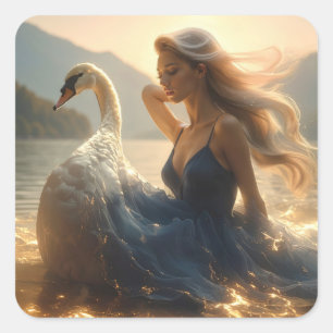 STICKER CARRÉ LAC DES CYGNES - BALLET & DANSE -