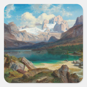 Sticker Carré Lac Gosau Avec Vue Sur Le Massif Dachstein