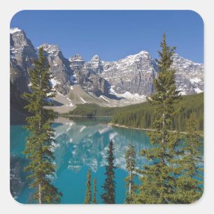Sticker Carré Lac Moraine, Rocheuses canadiennes, Alberta, Canad