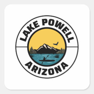 Sticker Carré Lac Powell Arizona Mountain Fishing Kayak