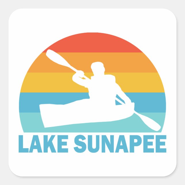 Sticker Carré Lac Sunapee New Hampshire Kayak (Devant)