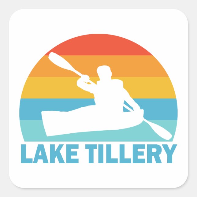Sticker Carré Lac Tillery Caroline du Nord Kayak (Devant)