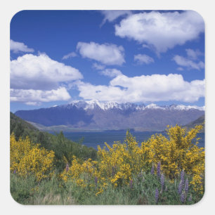 Sticker Carré Lac Wakatipu et The Remarkables, Queenstown,