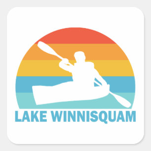 Sticker Carré Lac Winnisquam New Hampshire Kayak