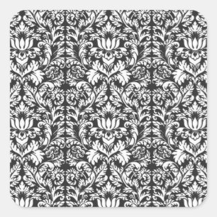 Sticker Carré Lace noir blanc Damas Brocade
