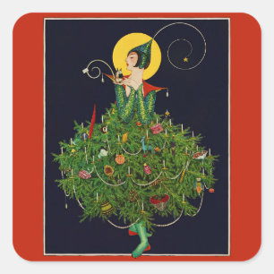 STICKER CARRÉ LADAL AVEC NOËL CADEAUX ART DÉCO BEAUTÉ MODE