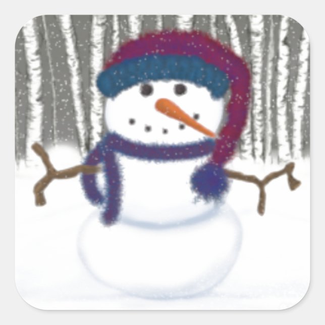 Sticker Carré L'adorable Puffy Le Snowman (Devant)
