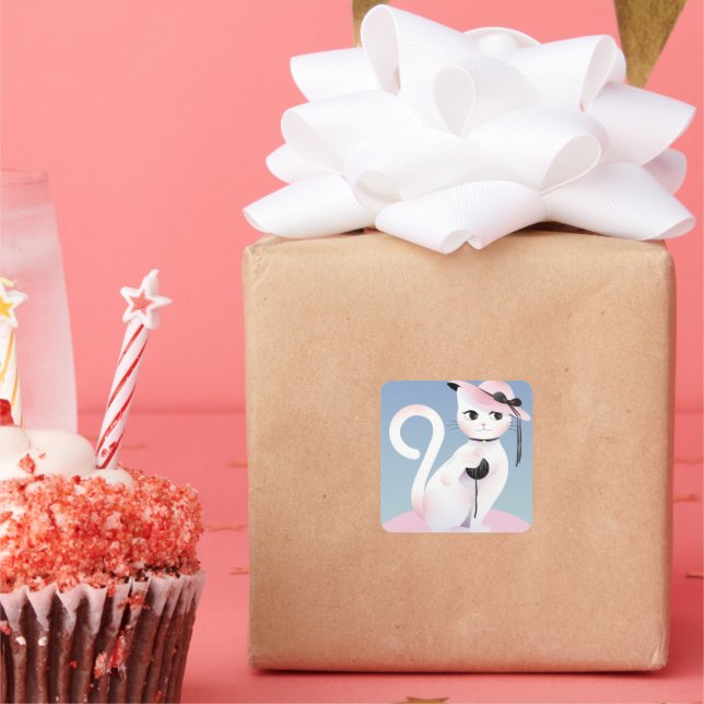 Sticker Carré Lady cat (Fête)