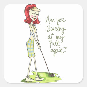 Sticker Carré Lady Golfer