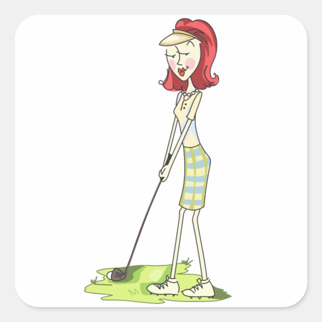 Sticker Carré Lady Golfer (Devant)
