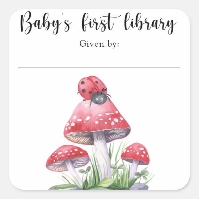 Sticker Carré Ladybug - la première bibliothèque du bébé (Devant)