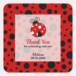 Sticker Carré Ladybug Red Black Frame Pois Merci