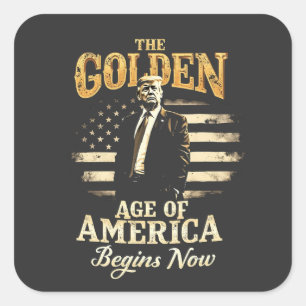 Sticker Carré L'âge d'or de l'Amérique commence maintenant Trump