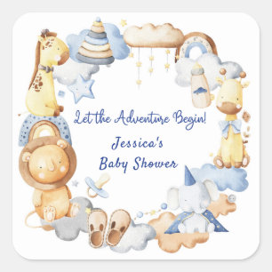 Sticker Carré Laisser l'aventure commencer petit bébé Baby showe