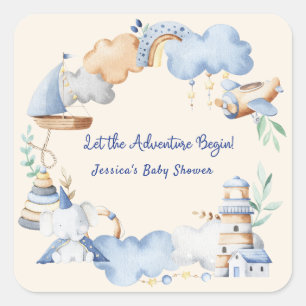 Sticker Carré Laisser l'aventure commencer petit bébé Baby showe