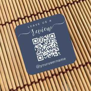 Sticker Carré Laisser-nous un examen Business QR Code médias soc