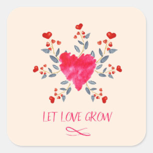 Sticker Carré Laissez l'amour élever les coeurs romantiques