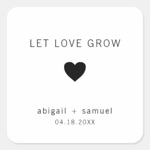 Sticker Carré Laissez l'amour grandir Cadeau de mariage moderne 