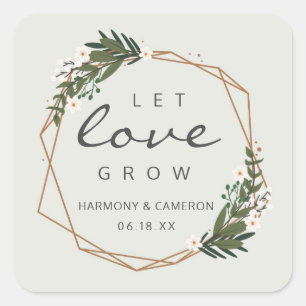 Sticker Carré Laissez l'amour grandir Mariage géométrique boho o