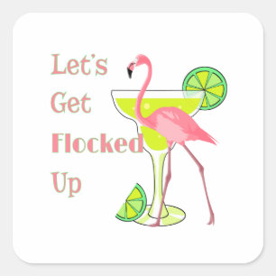 Sticker Carré Laissons le Flamant rose s'empiler